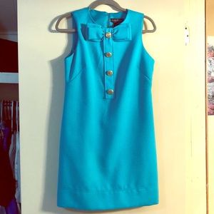 Jessica Howard Blue Gold Button Sleeveless Dress